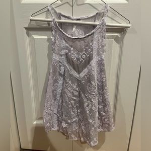 Free People Lavender Lace Side Tie Top
